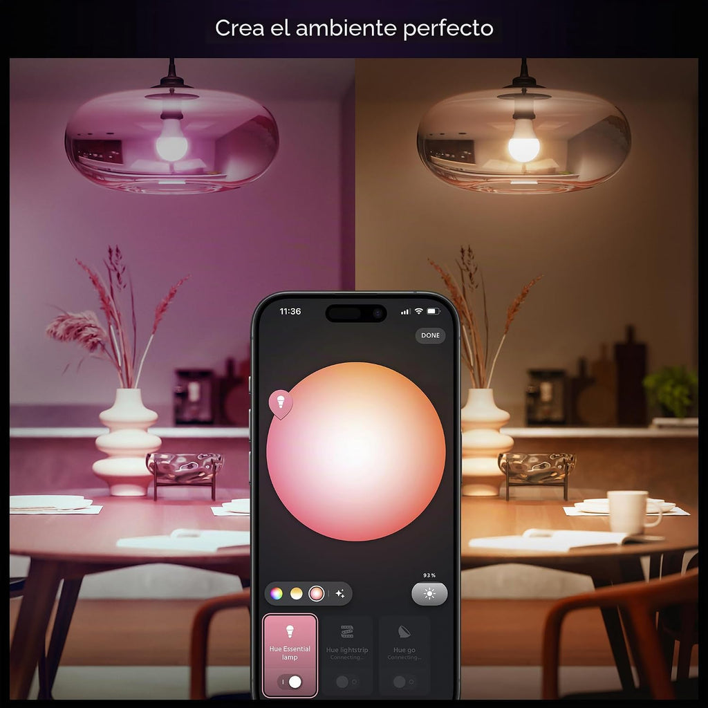 Kit básico esencial de Philips Hue: Bridge + 4 bombillas inteligent...