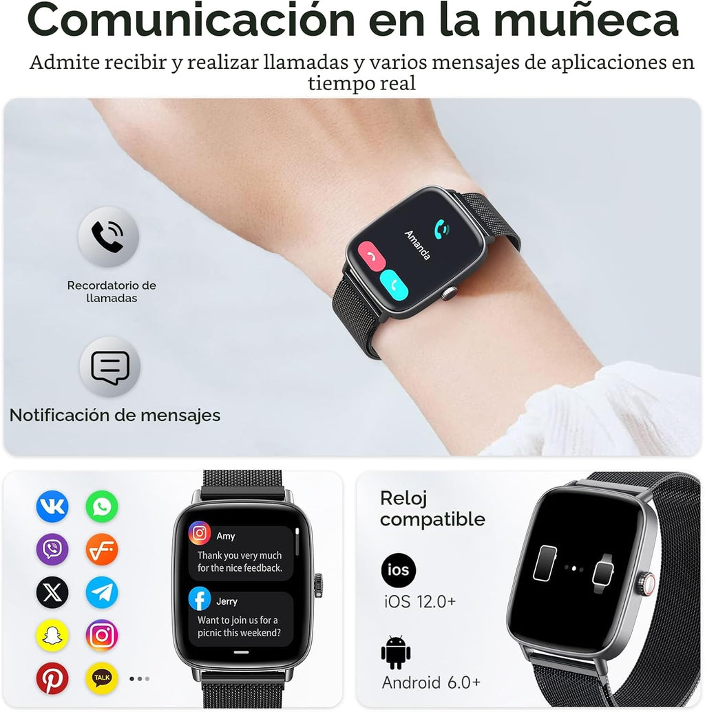 Reloj inteligente para mujeres, reloj inteligente HD de 1.85 pulgad...