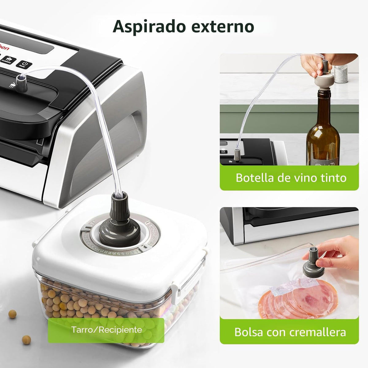 Bonsenkitchen Envasadora al vacío con diseño de fácil asa, 1 rollo...