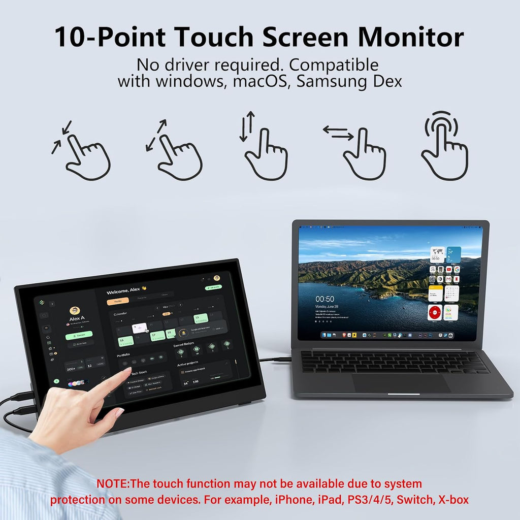 InnoView Monitor portátil con pantalla táctil de 15.6 pulgadas, 108...