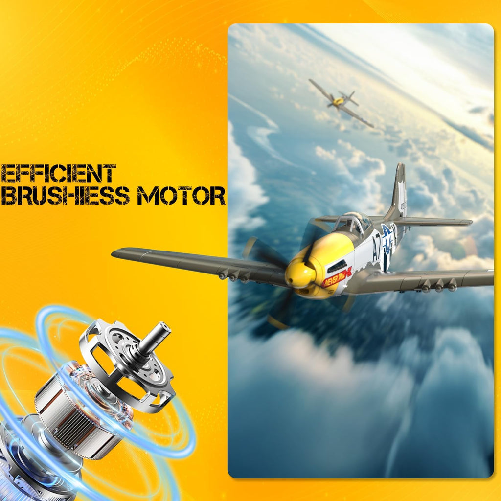 VOLANTEXRC Avión RC Brushless P51D Mustang de 4 canales, avión de c...