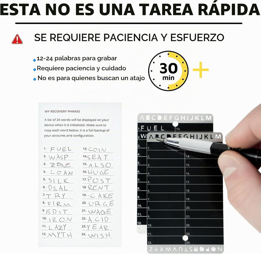 Crypto Seed Bank - Frase de semilla de metal para 24 palabras Crypt...