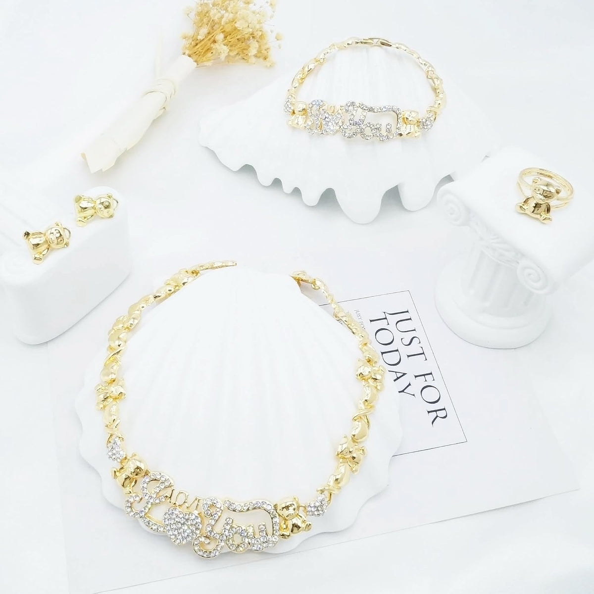 Conjuntos de joyas de oro para mujer, conjuntos de joyas de oro XOX...