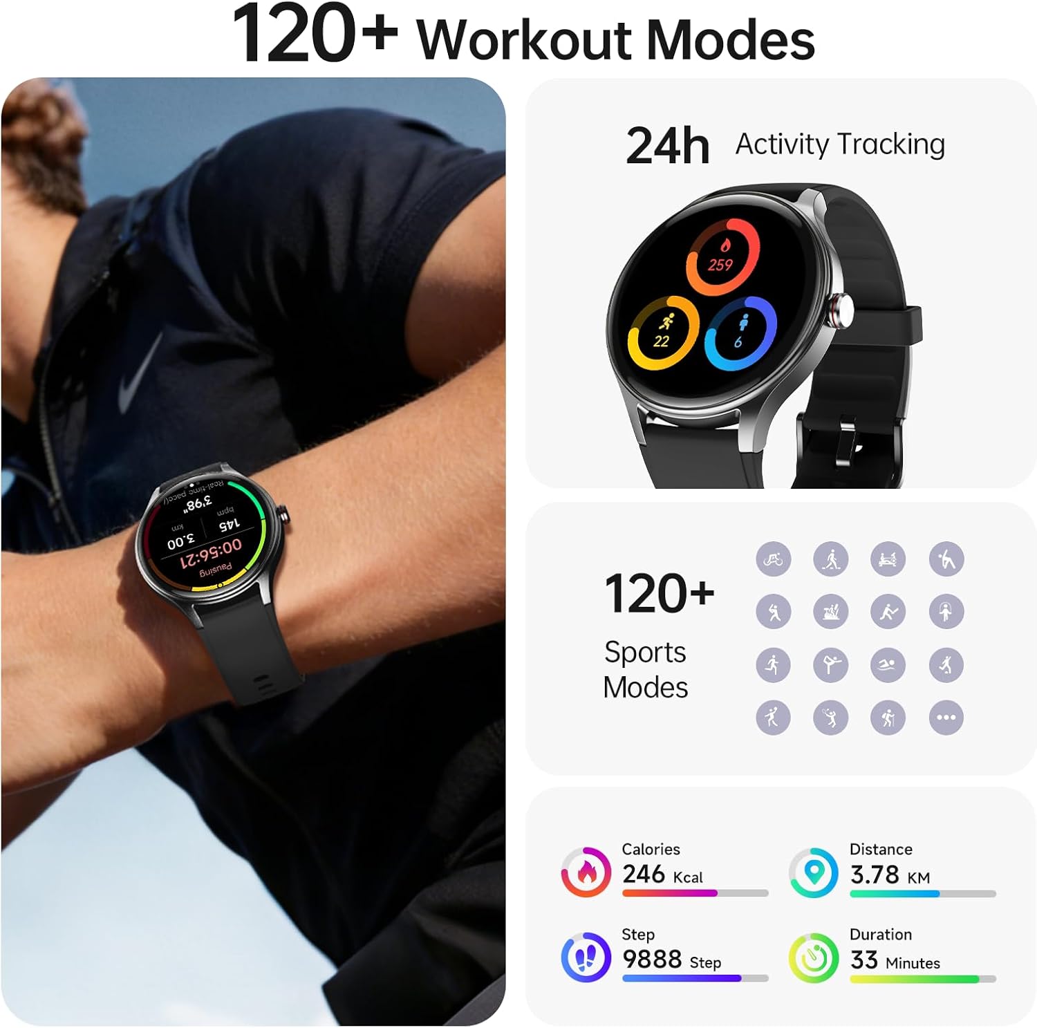 Woneligo Relojes inteligentes para hombres y mujeres, reloj AMOLED...