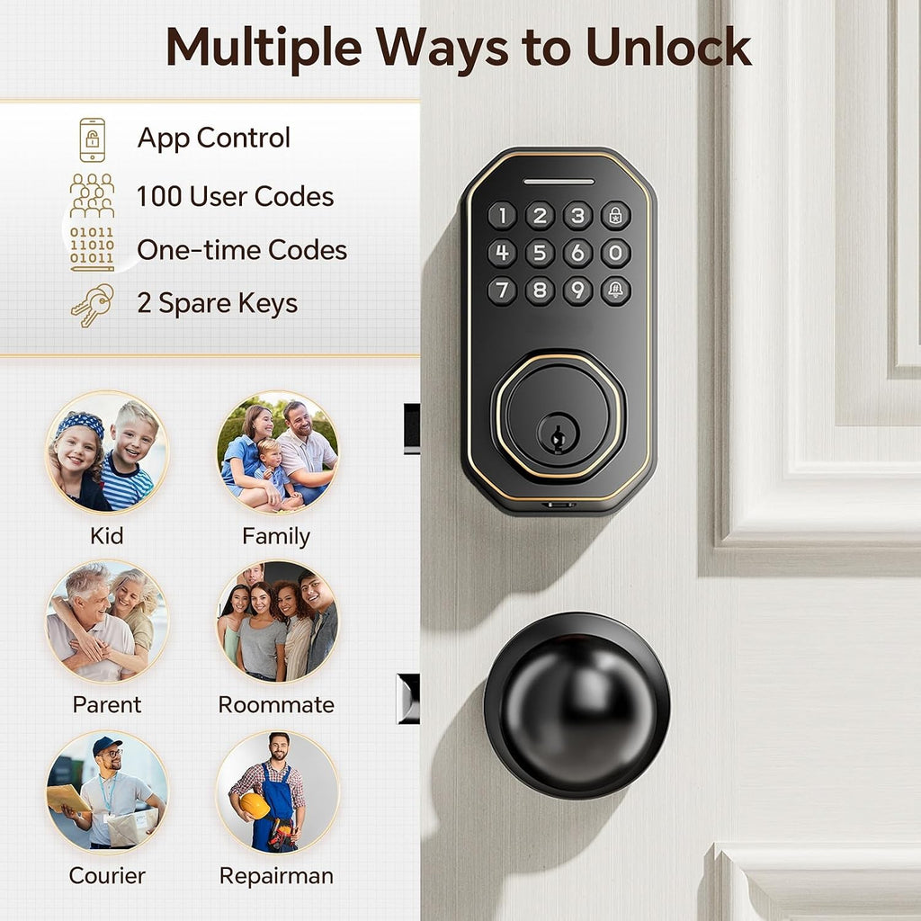 Ulecoce SL02A Cerradura de puerta de entrada sin llave con juego de...