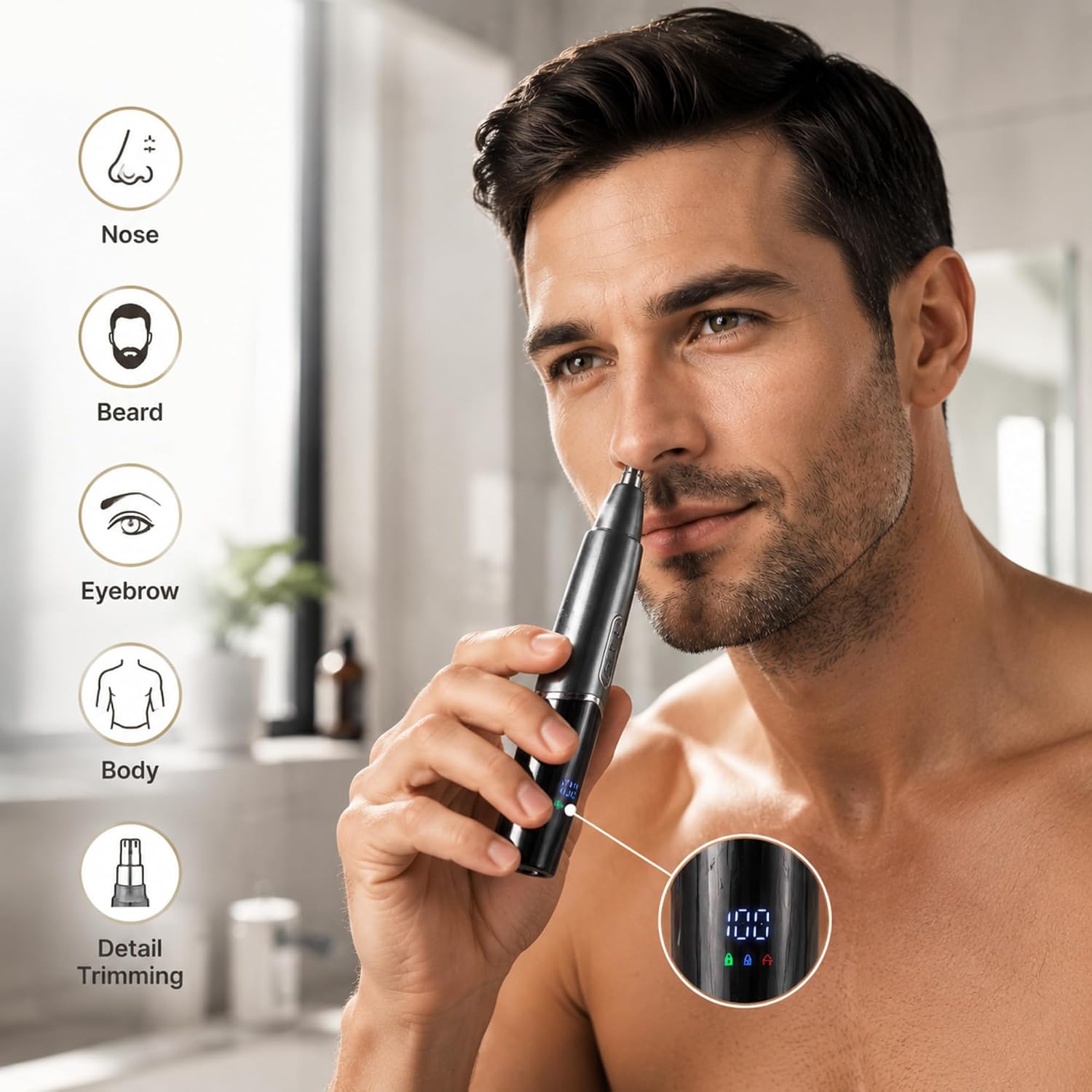 RFSCDI Recortador de pelo de nariz y orejas recargable 5 en 1 – Kit...