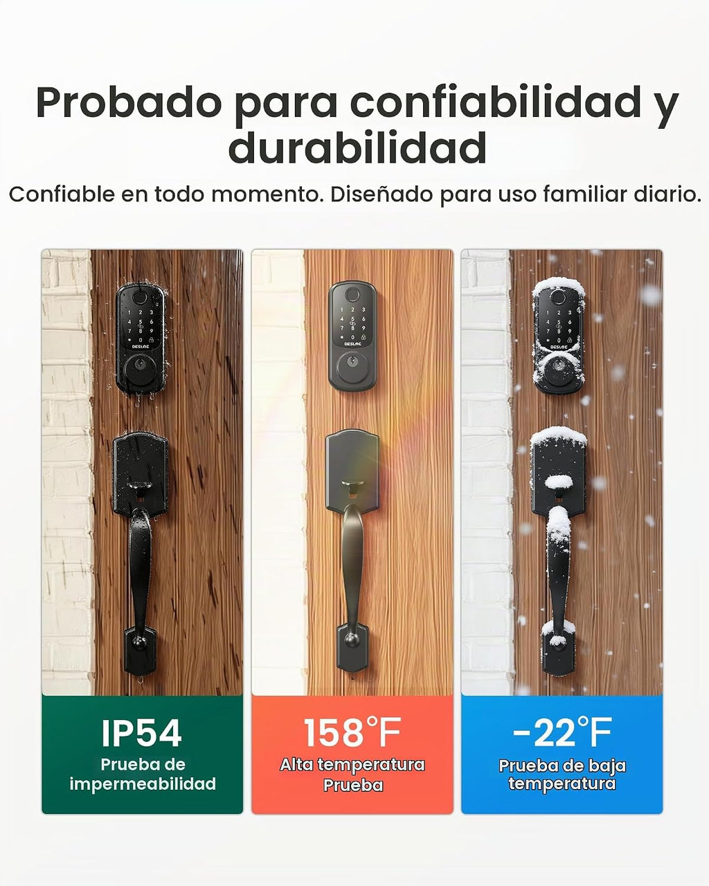 DESLOC B200 Cerradura de Puerta de Entrada sin Llave con Mango, Cer...