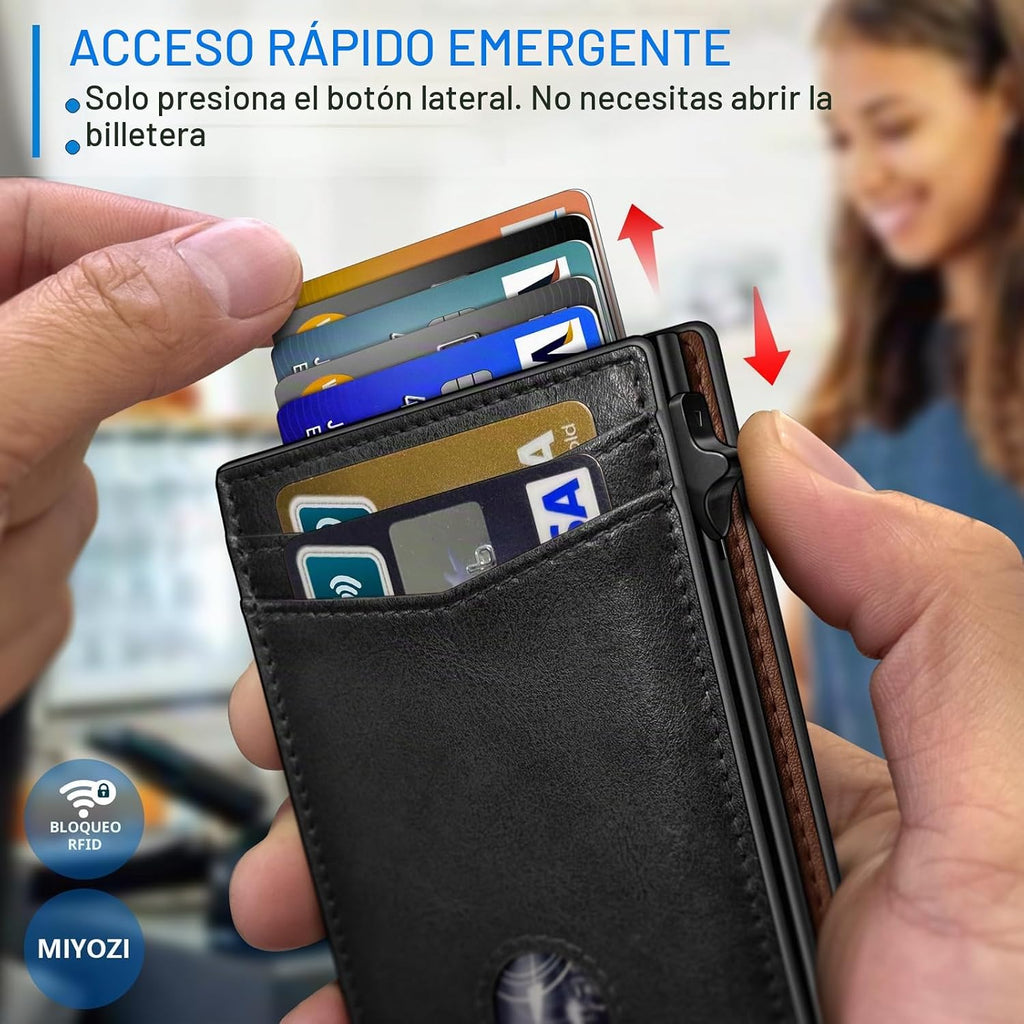 miyozi Cartera para hombre, tarjetero desplegable con bloqueo RFID,...
