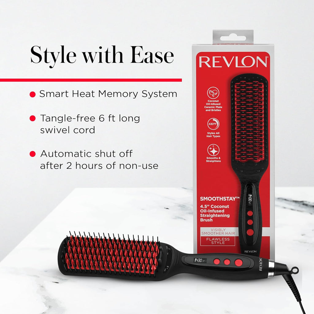 REVLON SmoothStay XL Alisador de Cabello - Cepillo Alisador con Cal...