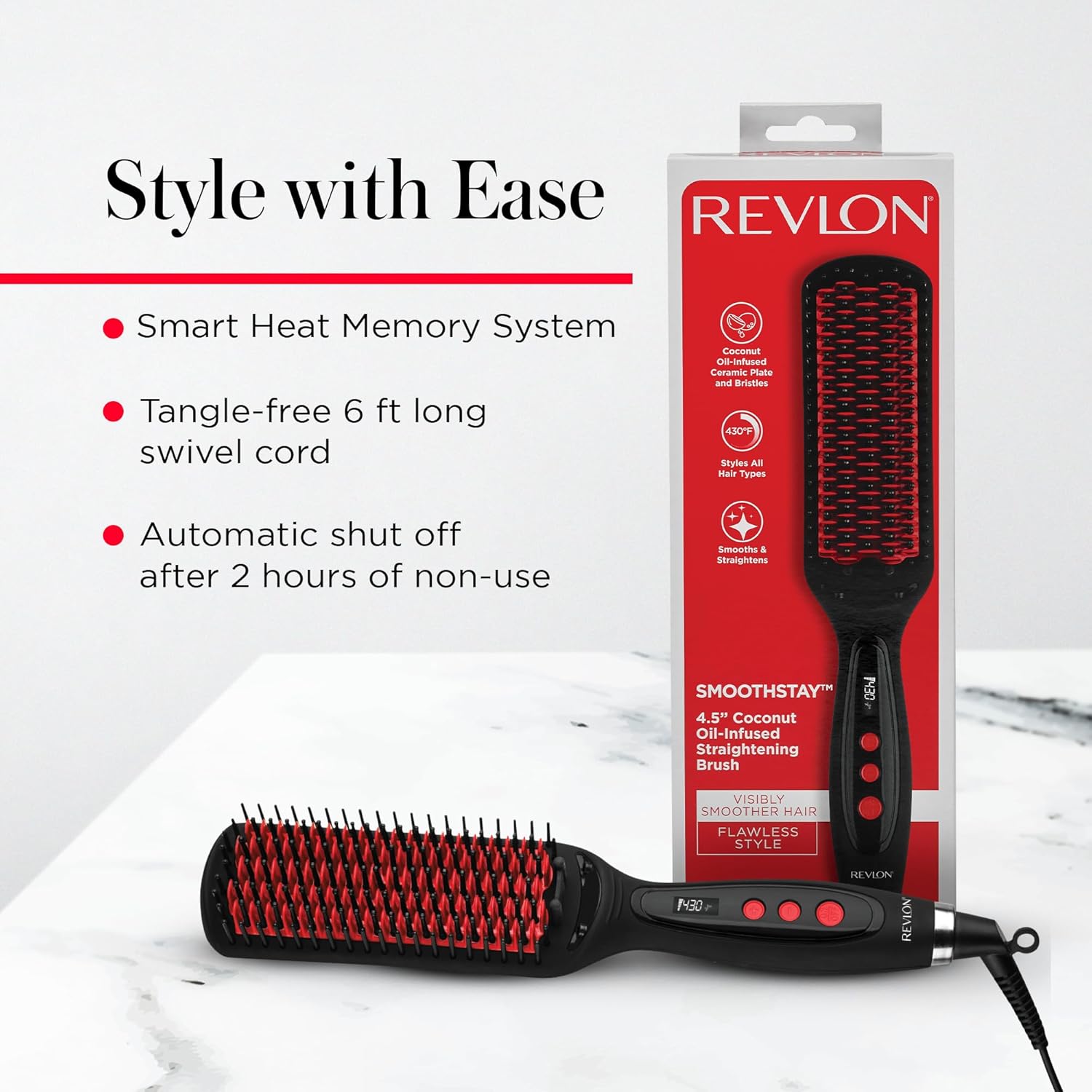 REVLON SmoothStay XL Alisador de Cabello - Cepillo Alisador con Cal...
