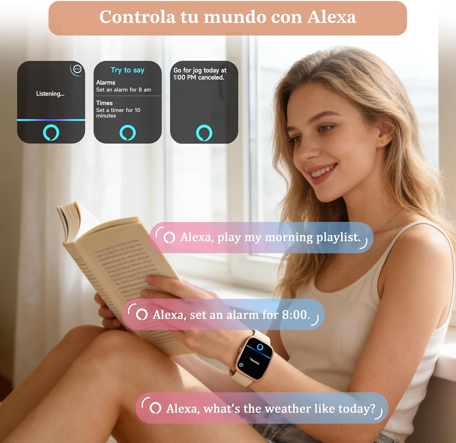 Reloj inteligente para mujeres y hombres, reloj inteligente actuali...