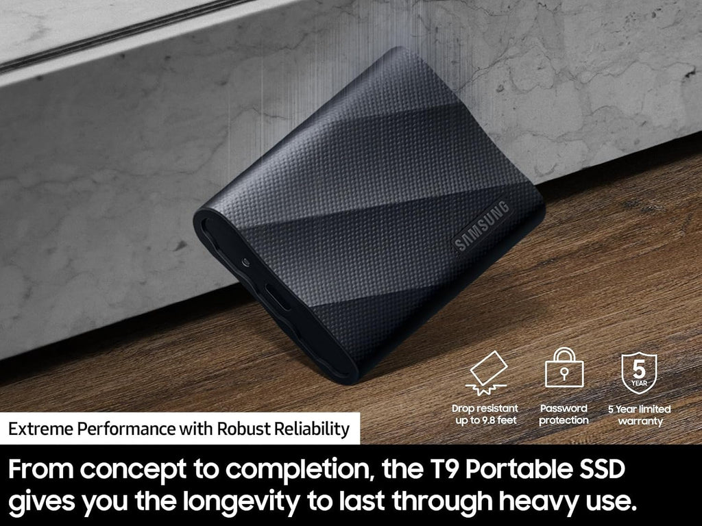 Samsung T9 - SSD portátil de 2 TB, USB 3.2 Gen 2x2, unidad de estad...