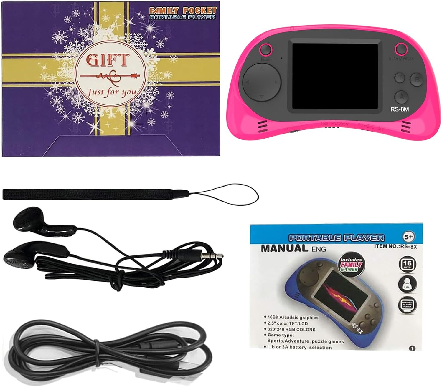 Reproductor de videojuegos portátil de mano para niños con 200 jueg...