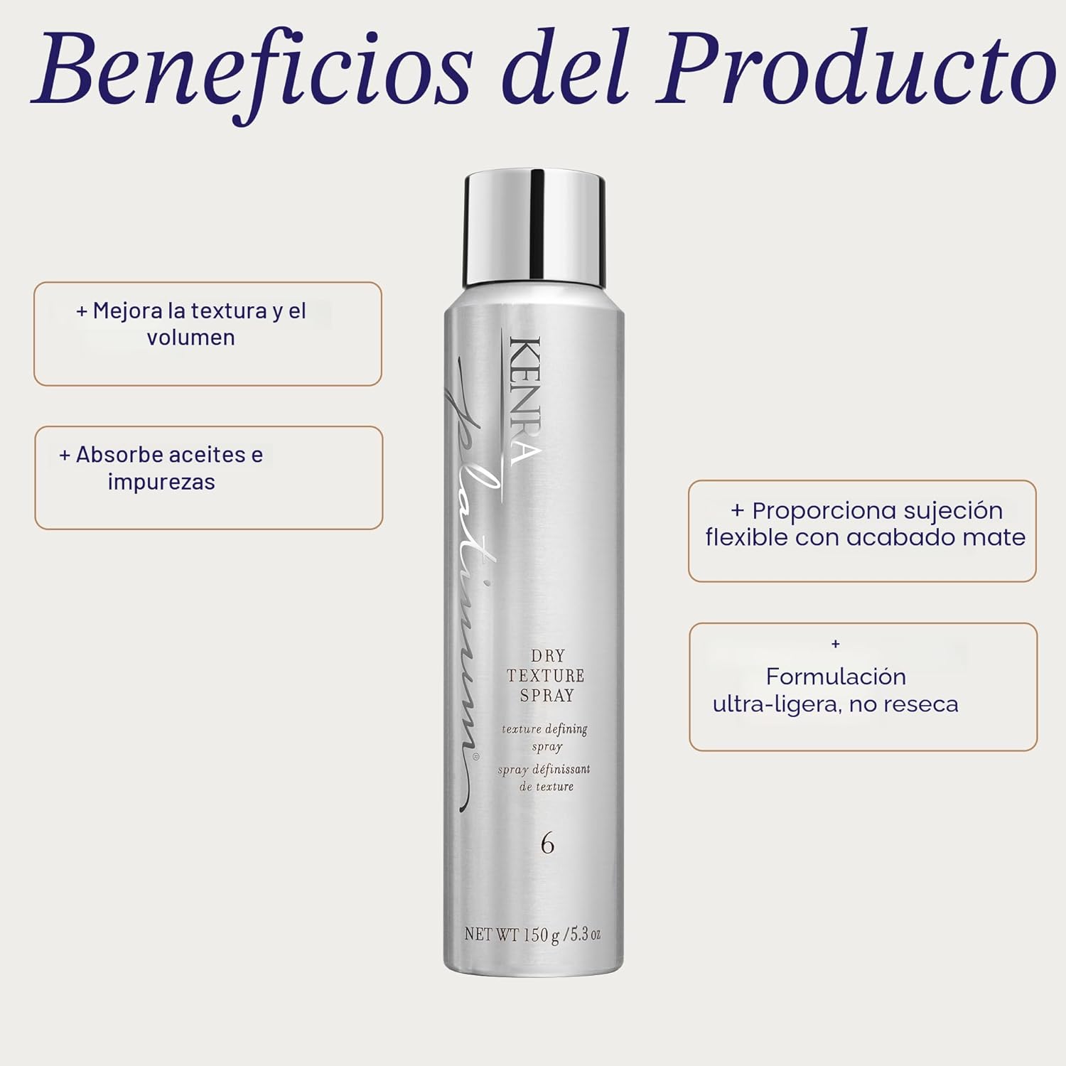 Kenra Platinum Spray Textura Seca 6 | Estilizador de definición de...