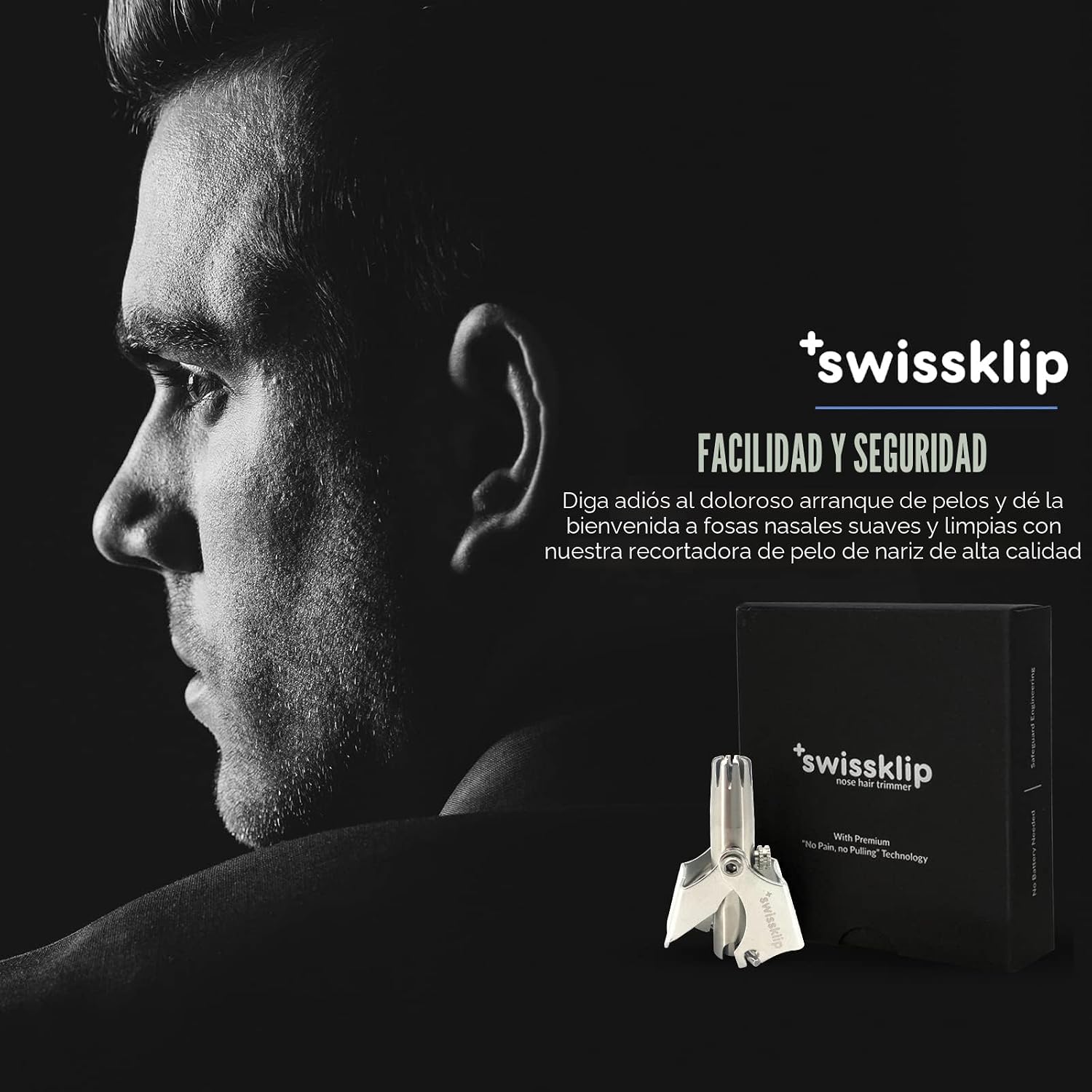 Swissklip Swissker - Recortador manual de vello de nariz para hombr...