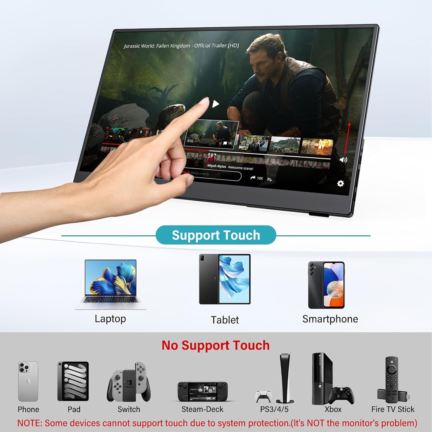 InnoView Monitor portátil con pantalla táctil de 15.6 pulgadas, 108...