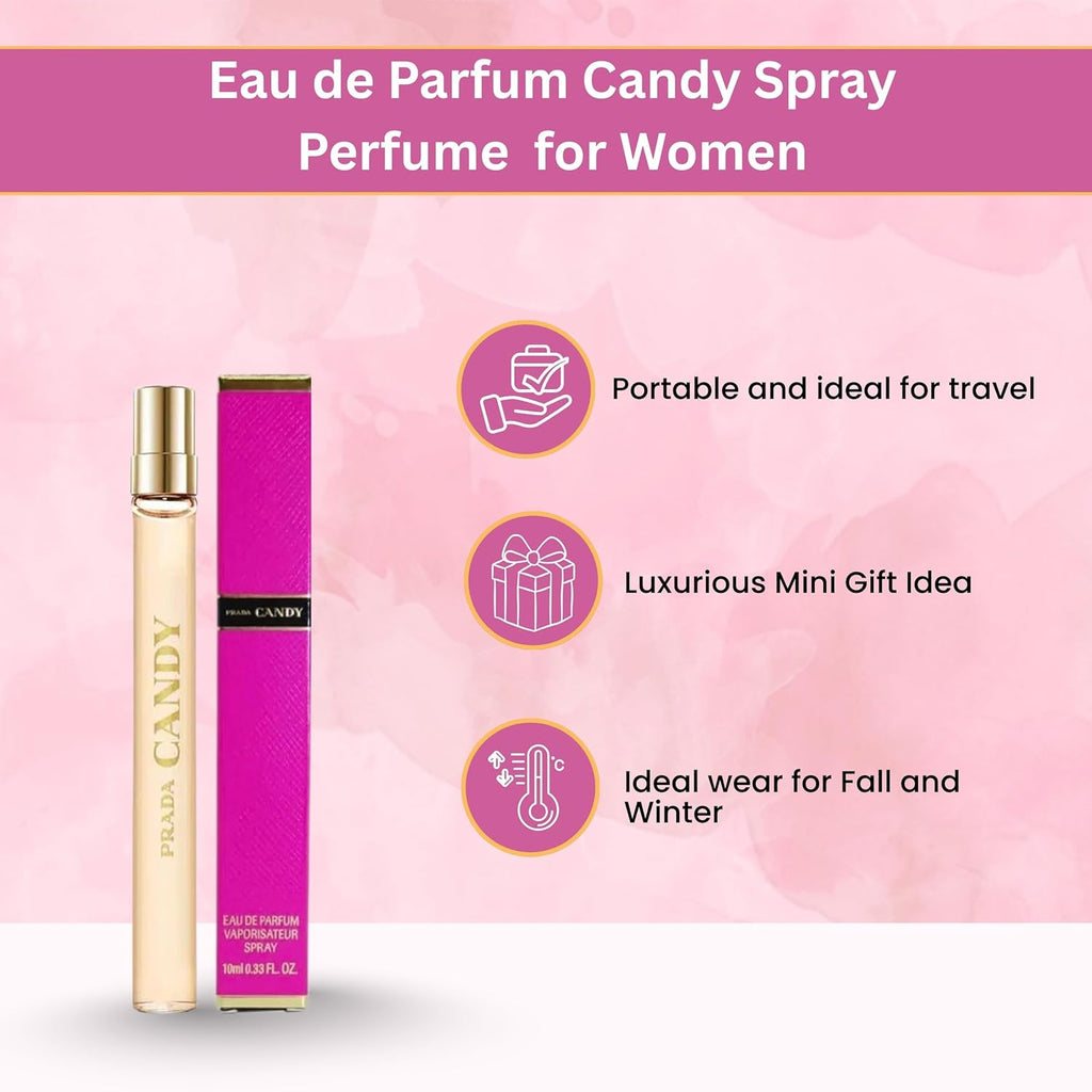Prada Candy Eau De Parfum Spray de viaje para mujer, 0.33 onzas