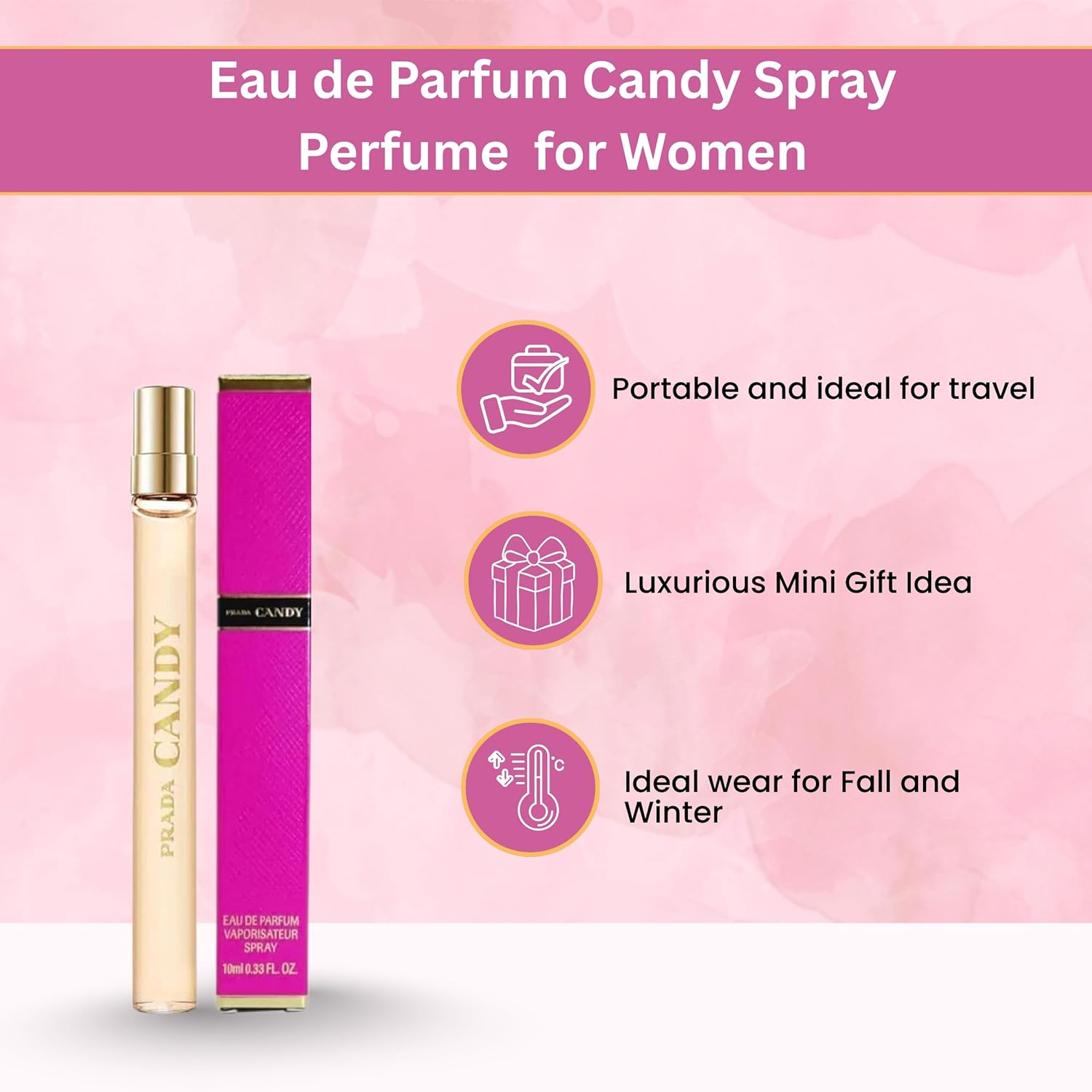 Prada Candy Eau De Parfum Spray de viaje para mujer, 0.33 onzas