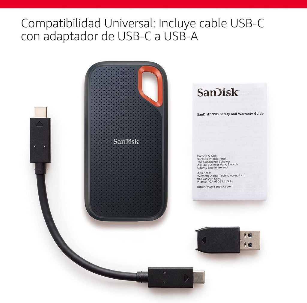 SanDisk - SSD Extreme portátil de 2 TB - Hasta 1050 MB\/s, USB-C, U...