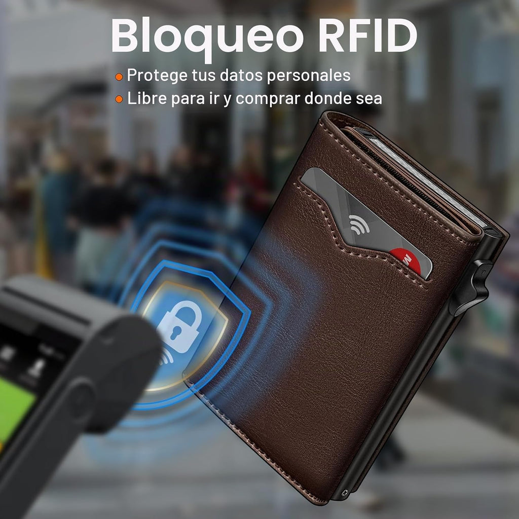 Cartera miyozi para hombre, con bolsillo para billetes, 2 ventanas...