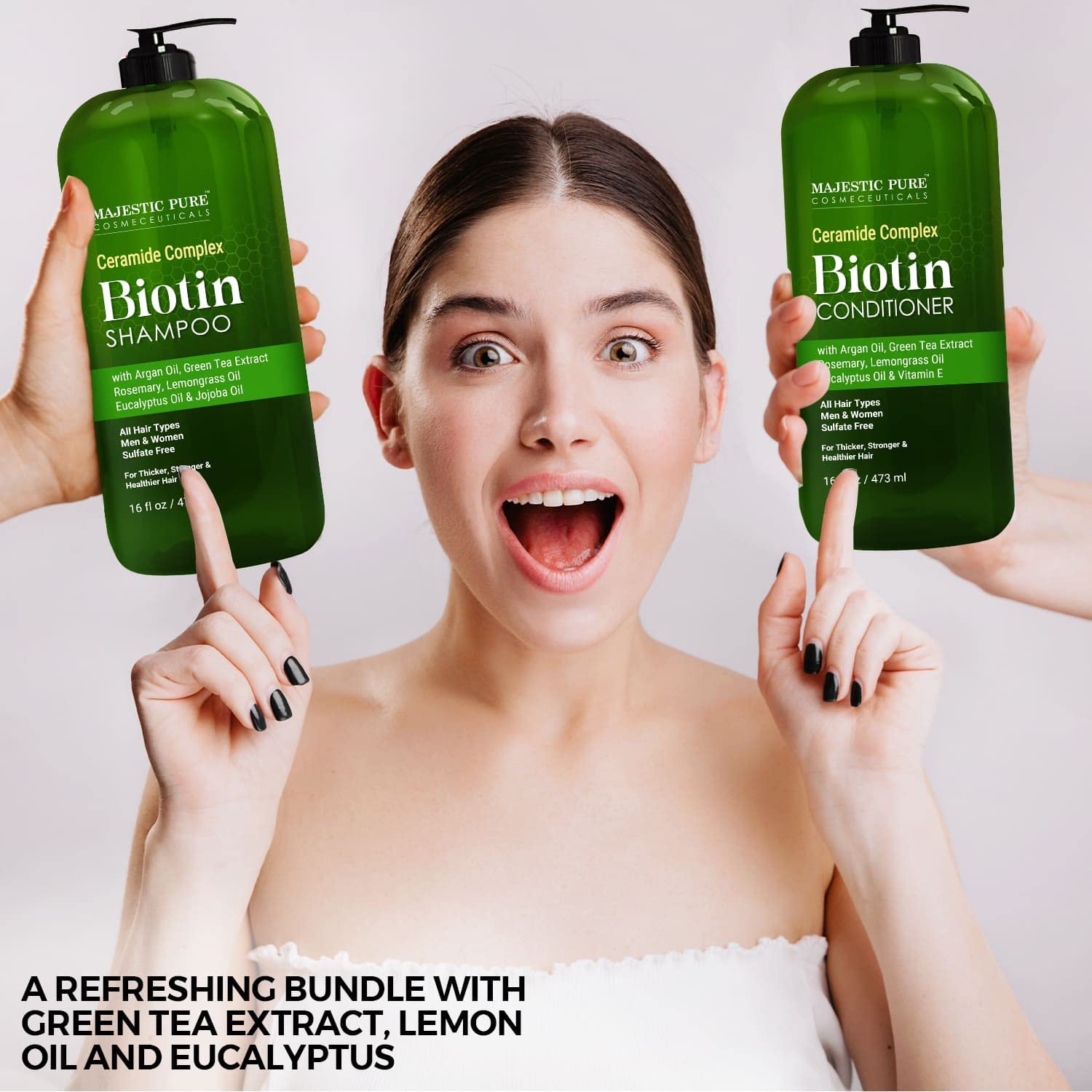 MAJESTIC PURE Set de champú y acondicionador de biotina \u2013 Con...