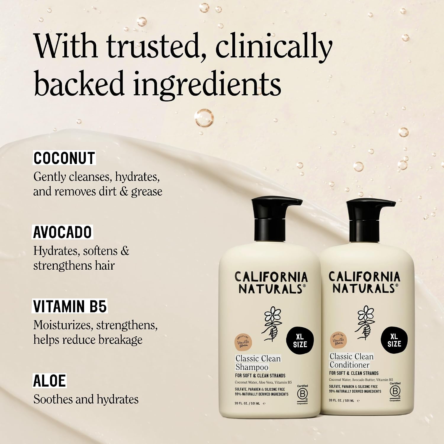 California Naturals Classic Clean Vanilla Bloom - Juego de champú y...
