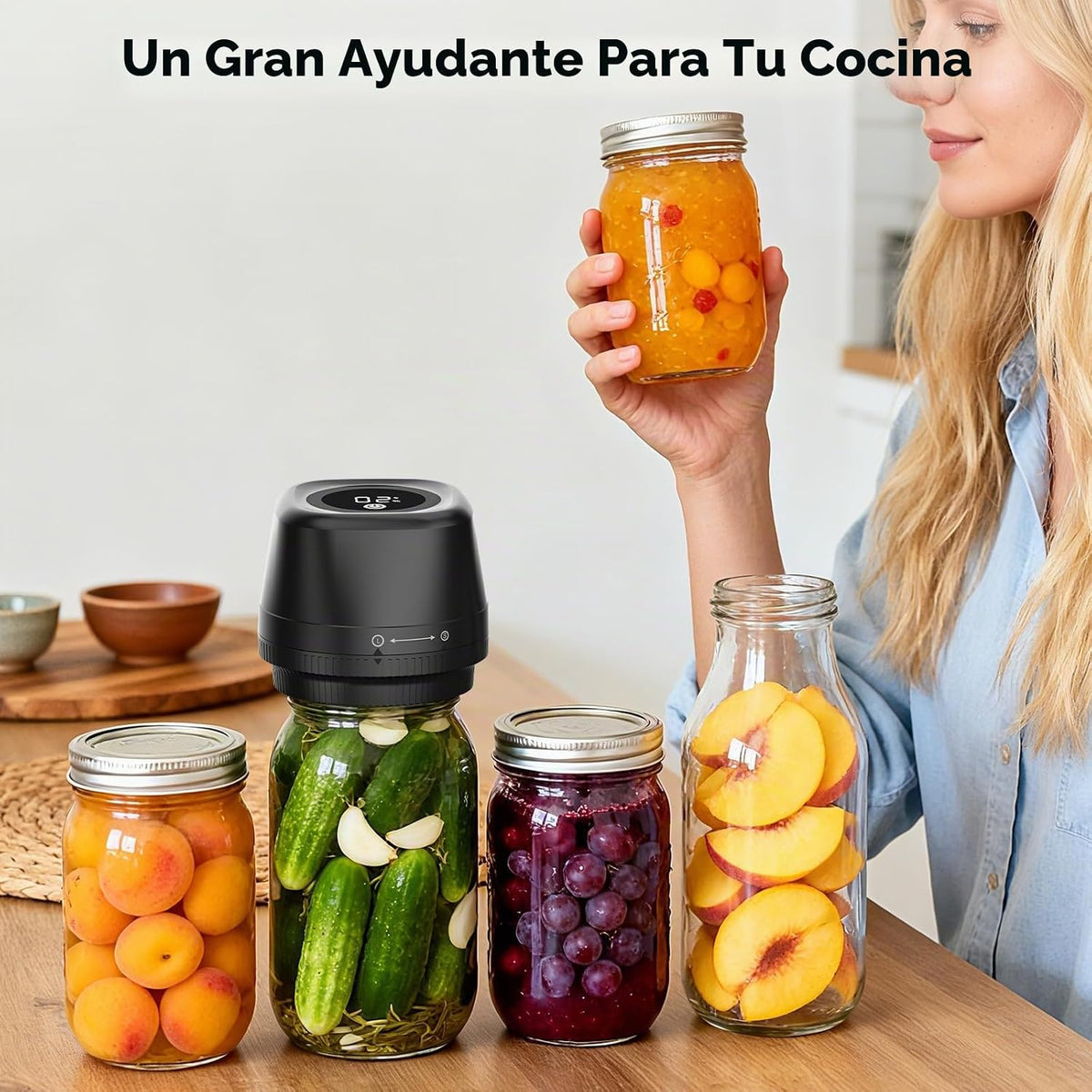 Kit de sellador al vacío de tarros Mason eléctrico, 3 en 1, 10 tapa...