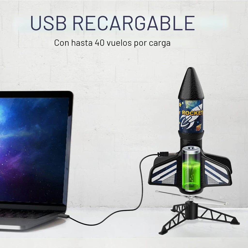 Mafbeanl Lanzacohetes para niños, juguete de cohete de aire motoriz...