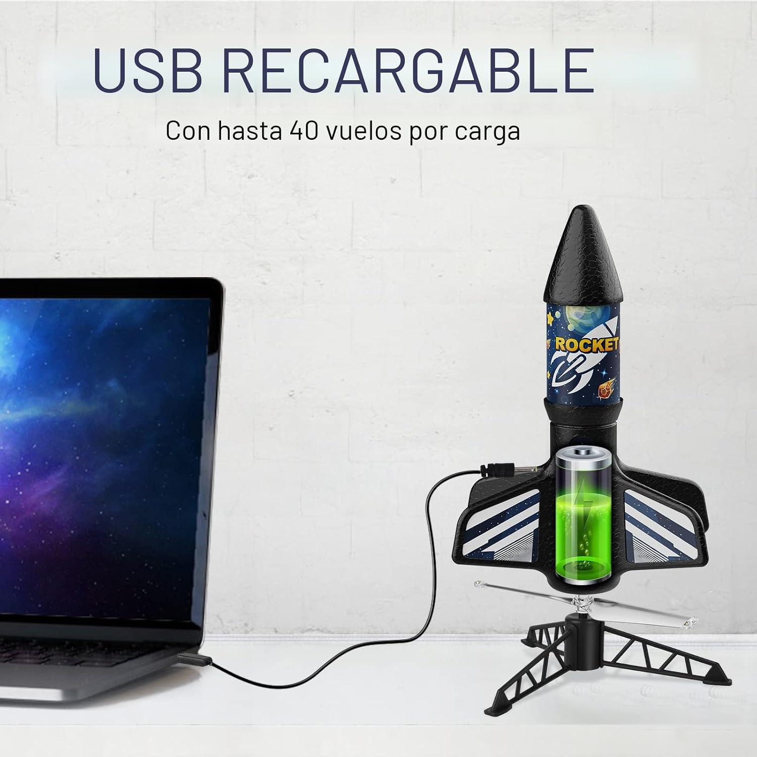 Mafbeanl Lanzacohetes para niños, juguete de cohete de aire motoriz...