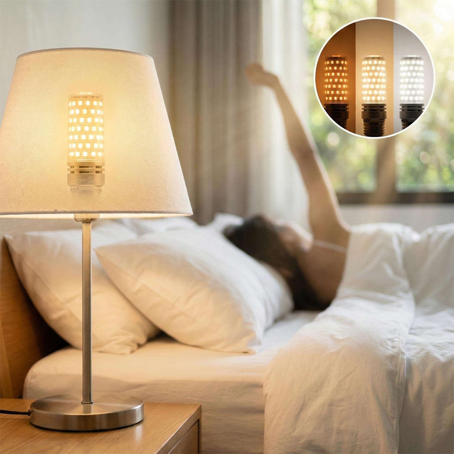 JUXLamp Bombilla de alarma de luz LED inteligente con simulación de...
