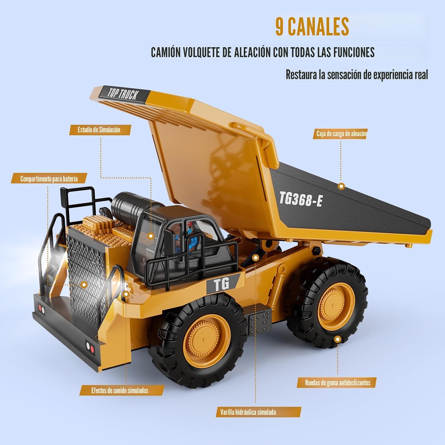 KIDMARKT Camión volquete RC de juguete para niños | Vehículo de con...
