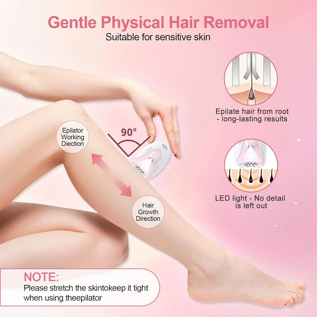 Depiladora para mujer, dispositivo de depilación facial de 2 veloci...