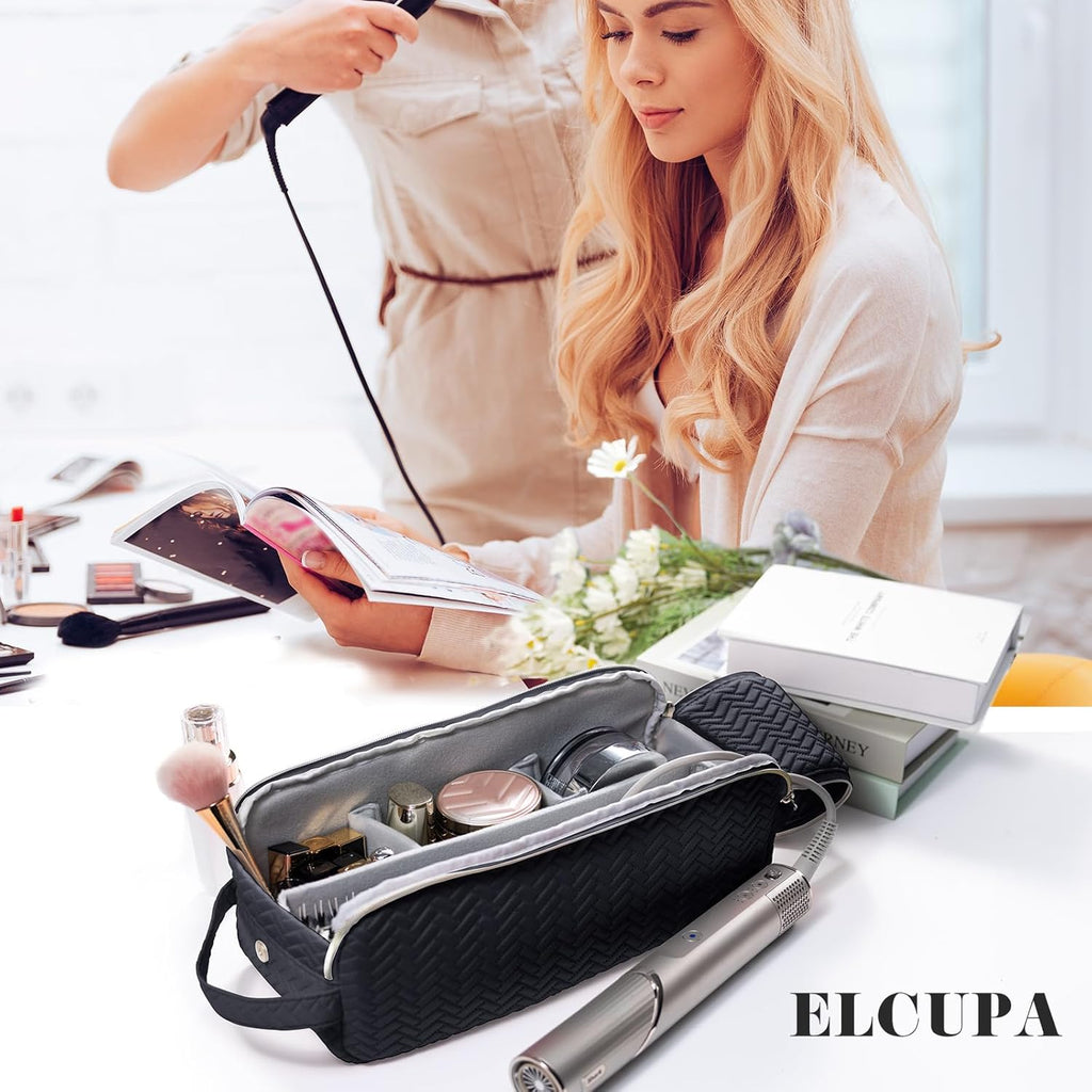 ELCUPA Bolsa de viaje grande para herramientas para el cabello comp...
