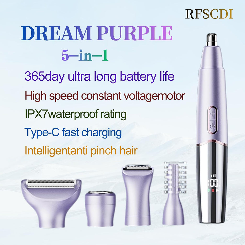 RFSCDI Cortadora de pelo recargable 5 en 1 para nariz y cejas, IPX7...