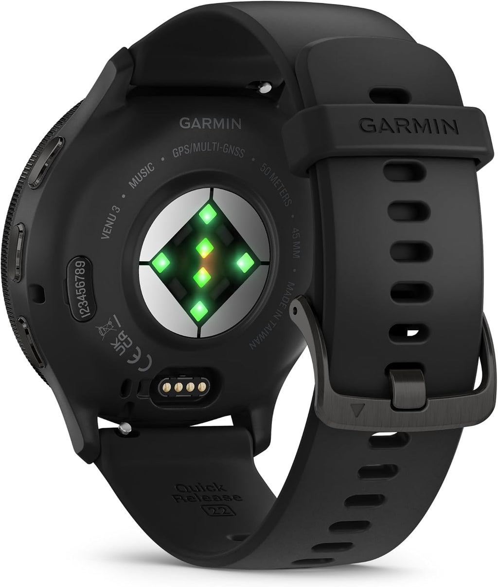 Garmin Venu 3 Bisel de acero inoxidable color pizarra de 1.4 pulgad...