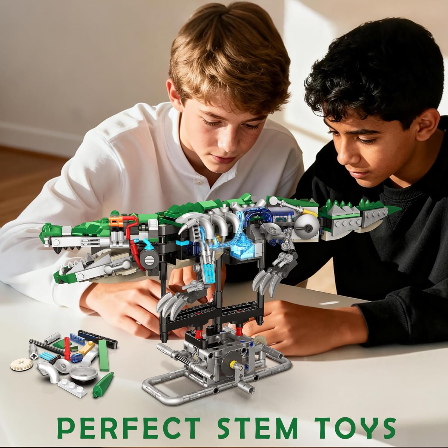 BeepZipp Kinetic - Kit de construcción de cocodrilo mecánico - Mode...