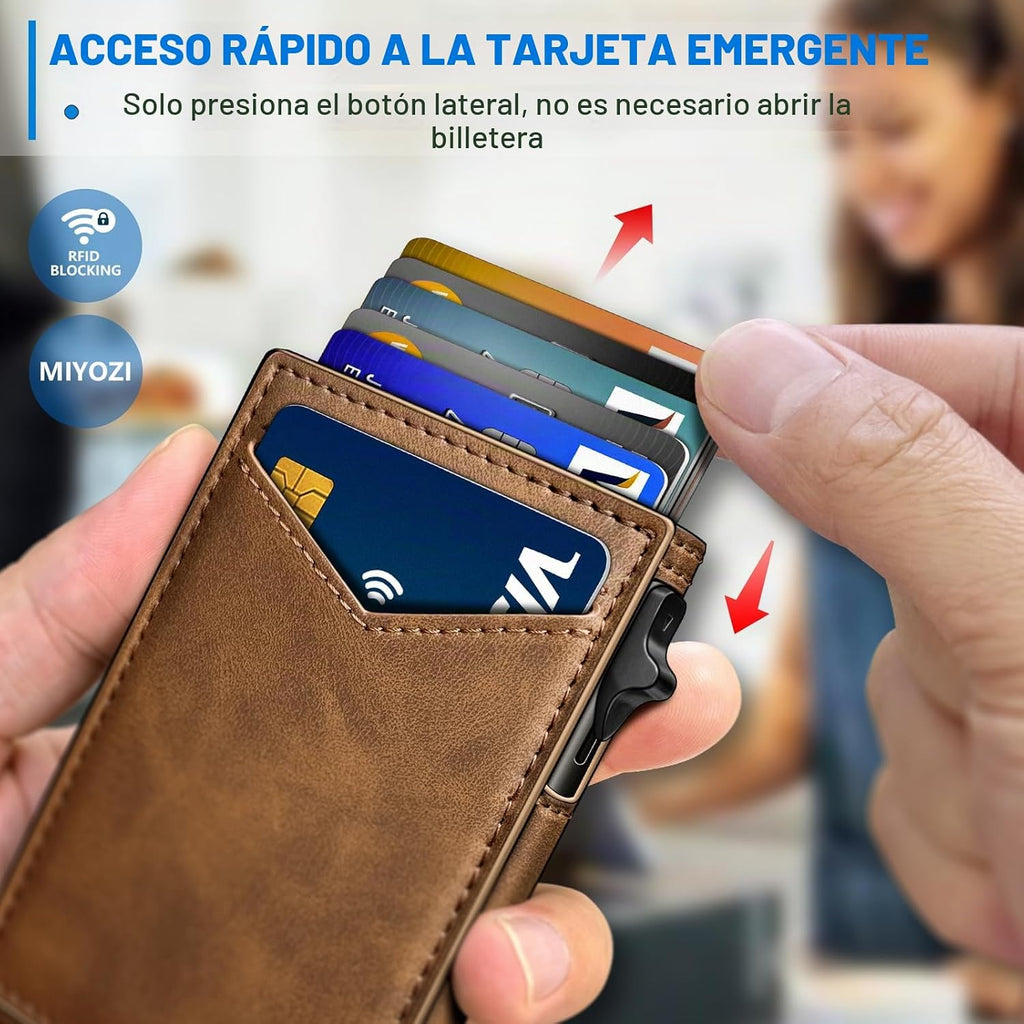miyozi Cartera para hombre, tarjetero desplegable delgado, con bloq...