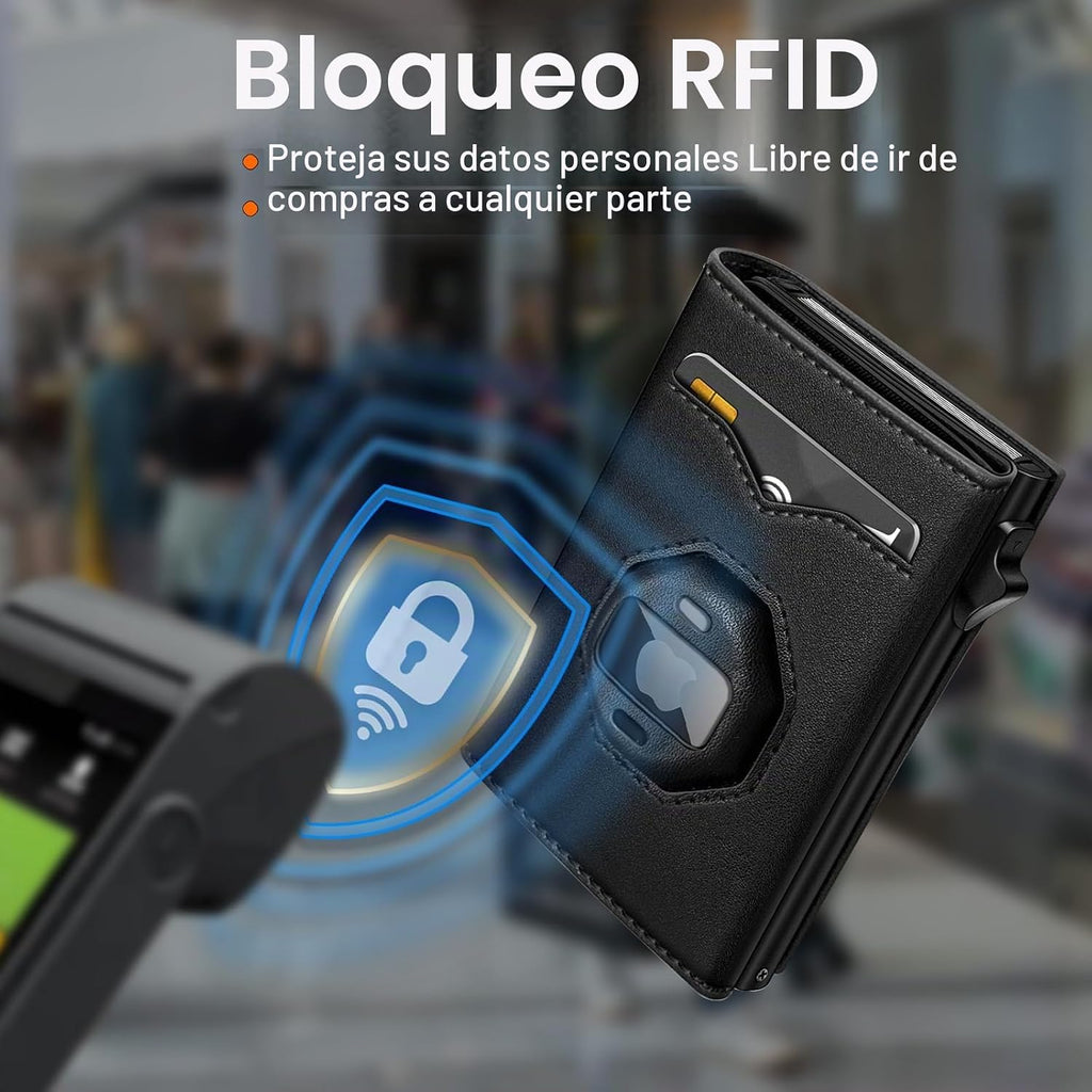 miyozi Billetera para Airtag para hombre, con bolsillo para efectiv...