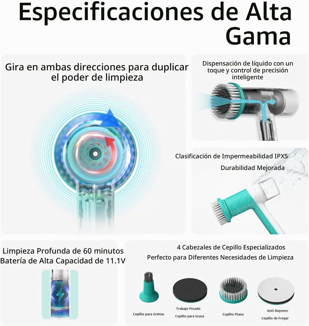 SCRIB-X Cepillo eléctrico de doble rotación, IPX5, impermeable, mul...
