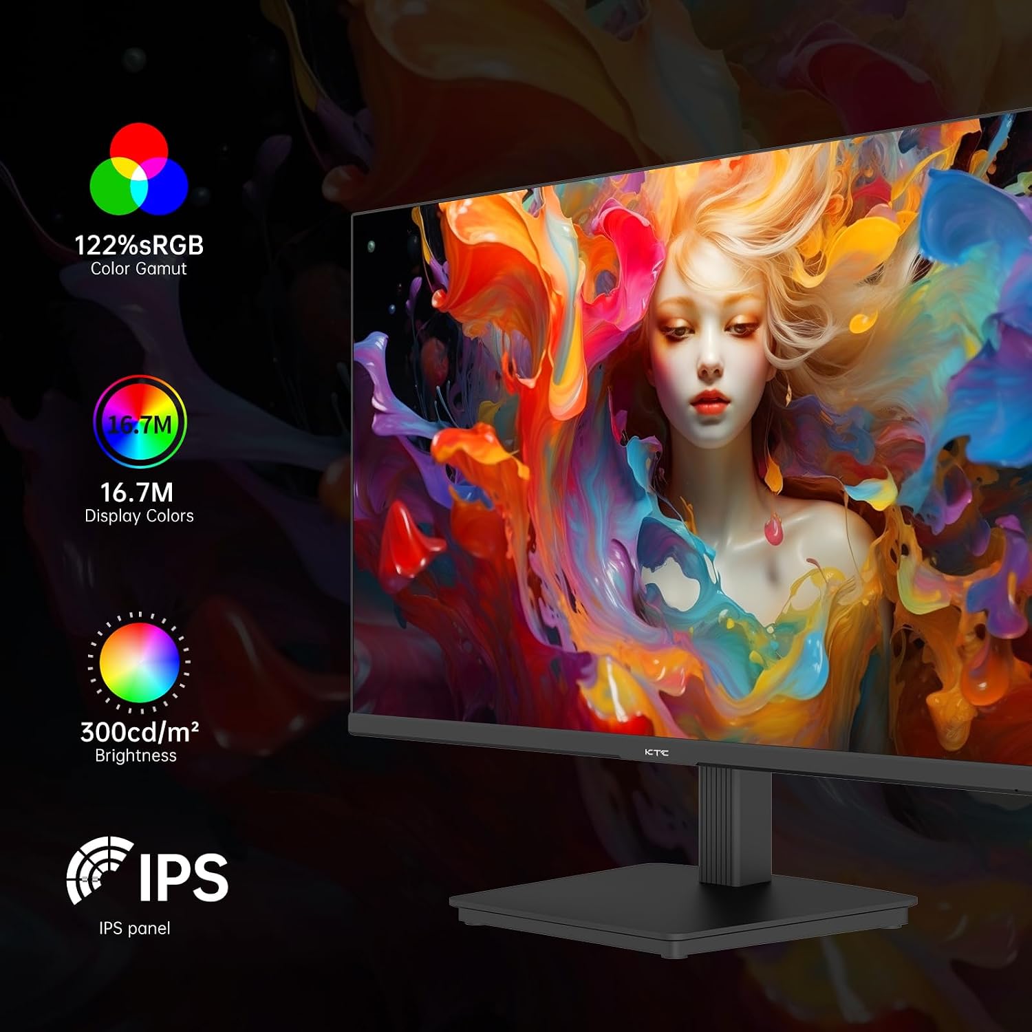 KTC - H24T27 Monitor computadora QHD, 100Hz, 24 pulgadas, IPS, 2K,...