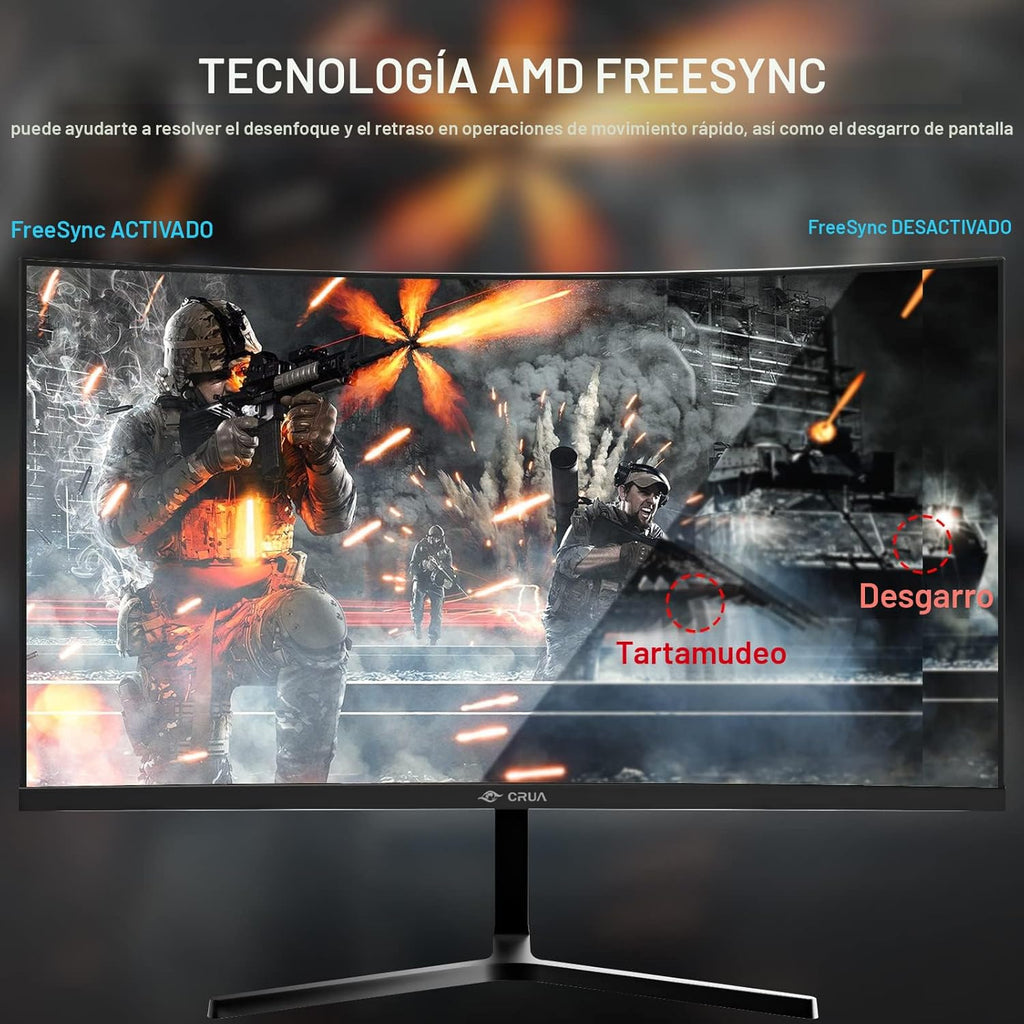 CRUA - Monitor curvo de 24", para juegos, 180Hz\/144Hz FHD 1080...
