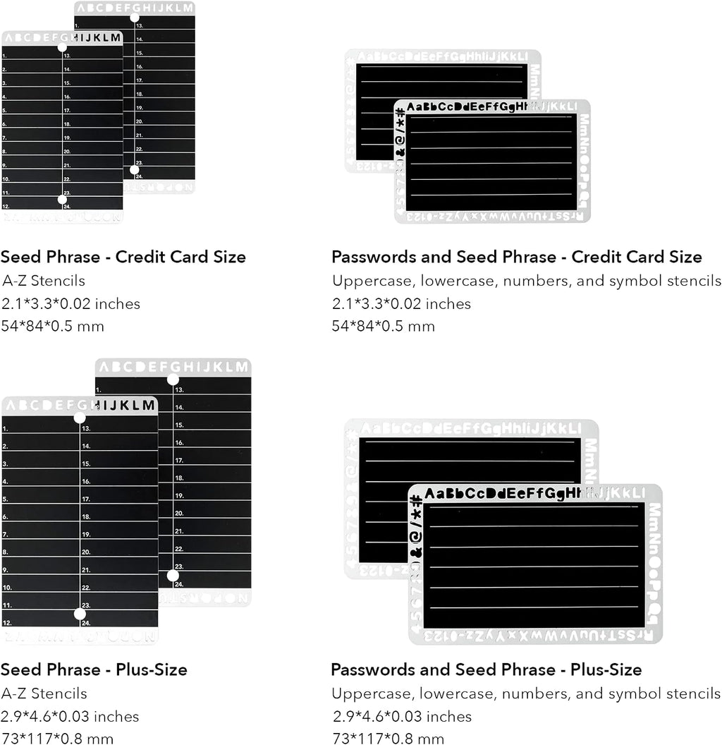 Crypto Seed Bank - Placas de acero para almacenamiento de frases de...