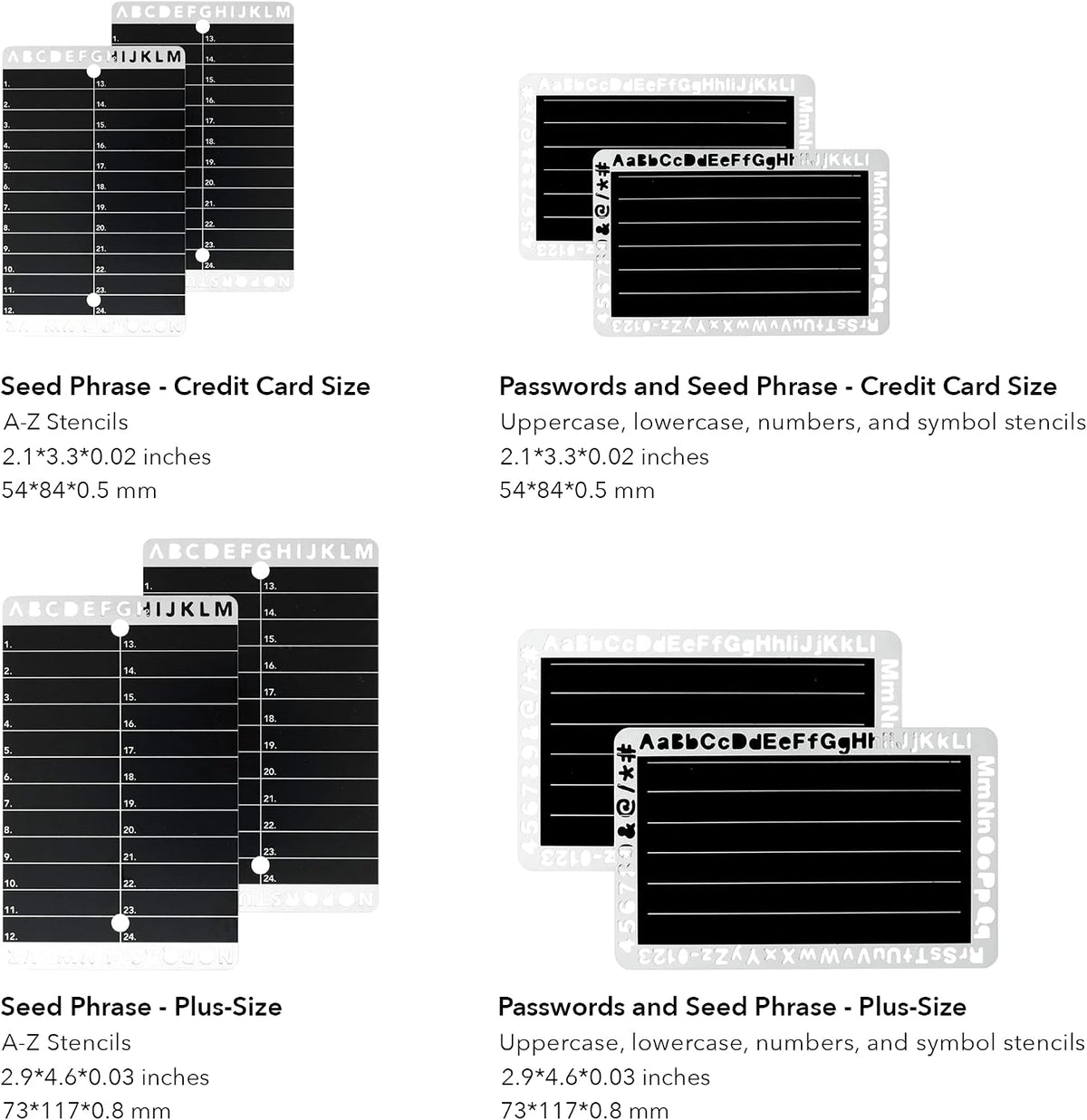 Crypto Seed Bank - Placas de acero para almacenamiento de frases de...