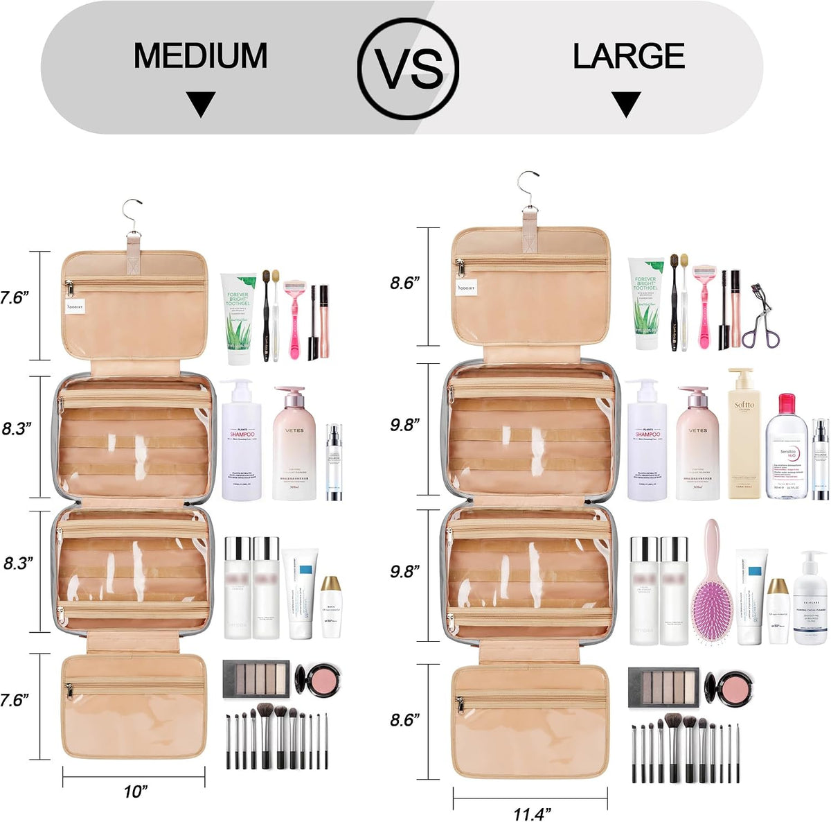 Neceser colgante de viaje para mujeres y hombres, con 6 fundas de b...