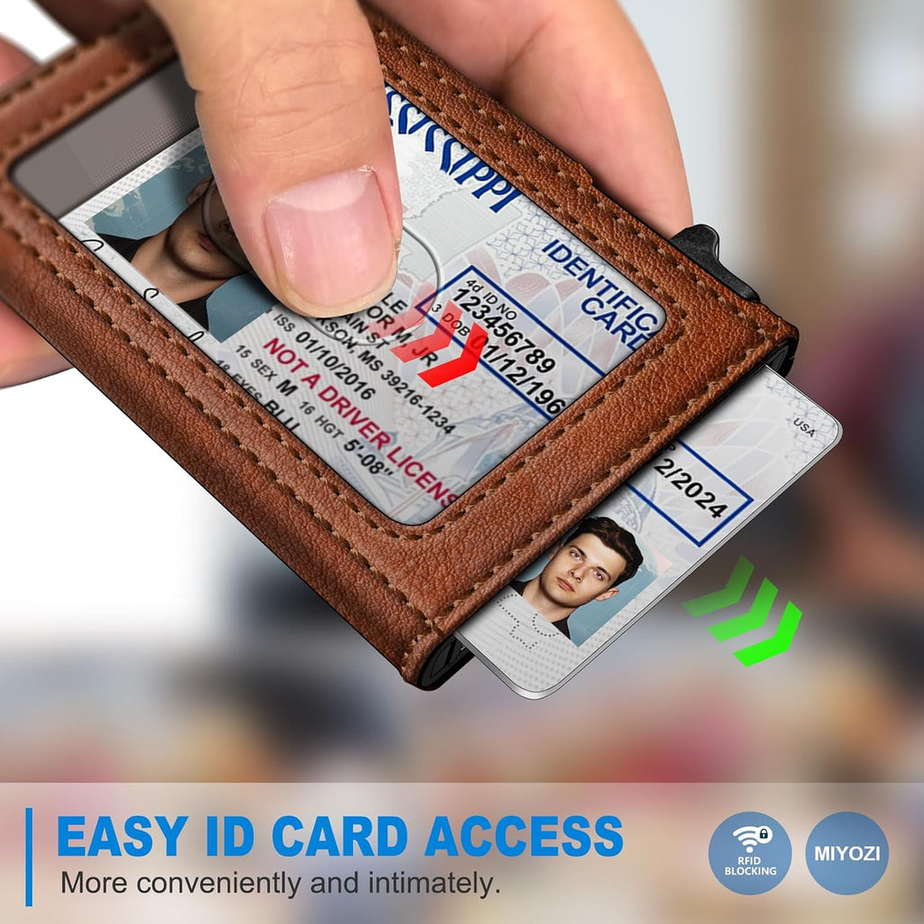miyozi Billetera Airtag para hombres, delgada emergente porta tarje...