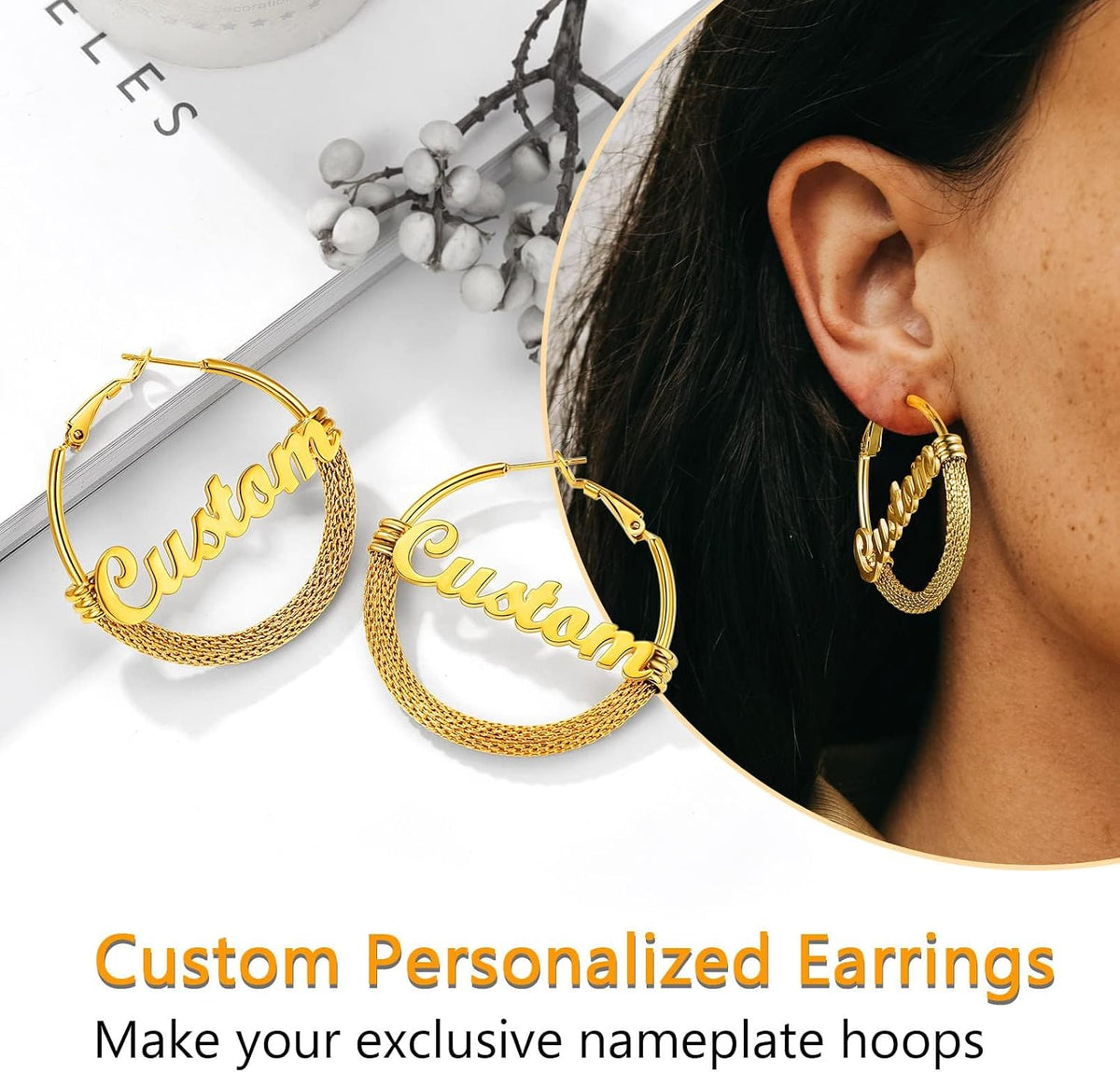 PROSTEEL 12\/16\/24\/32\/40 Pulgadas Aretes de Aro Gruesos para Muj...