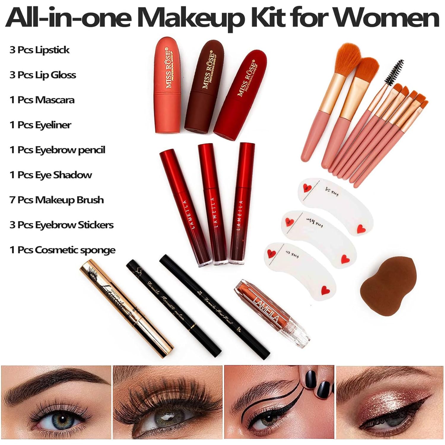 UNIFULL Kit completo de maquillaje de 132 colores todo en uno para...
