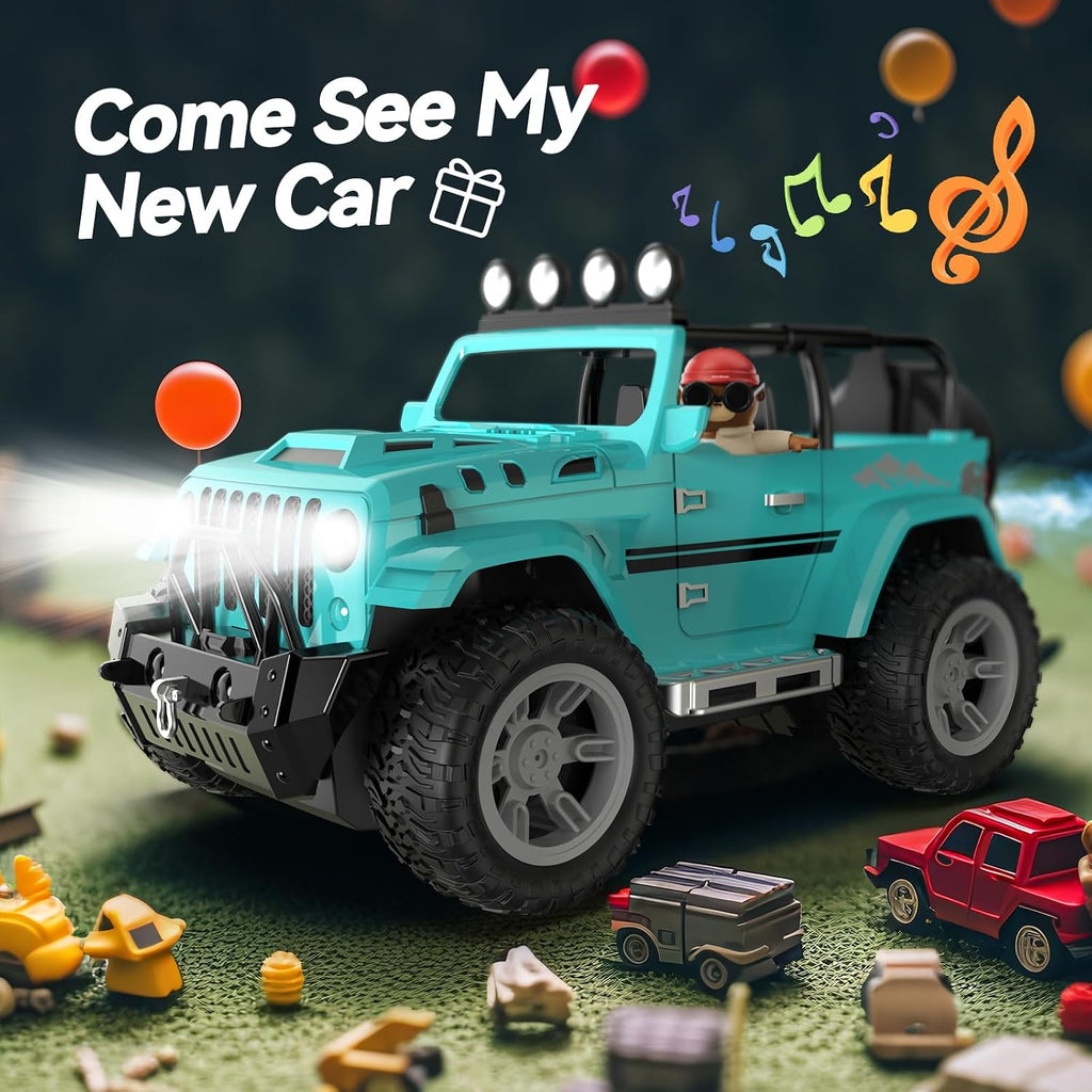 DEERC Coche de Control Remoto con Neblina y Música, Camión de Contr...