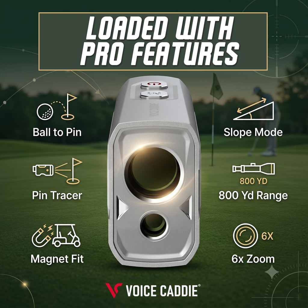 Voice Caddie Telémetro de golf láser EL3 con modo bola a pasador, p...