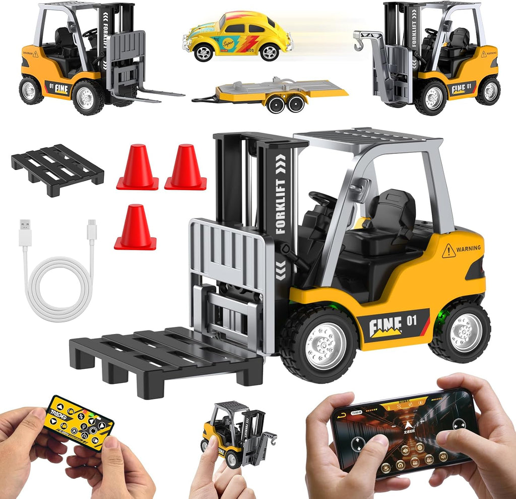 Mini camión RC, juguete de carretilla elevadora RC a escala 1:64, v...